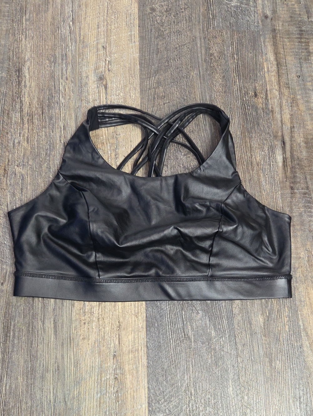 torrid Black Faux Leather Strappy Bralette